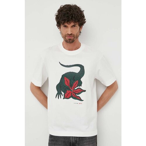 Lacoste Bombažna kratka majica x Netflix bela barva Slike