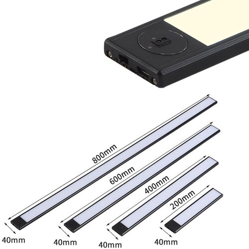 INF Senzor na val roke: USB polnilna magnetna LED pod omarico Black 40 cm, (5000557412) Slike