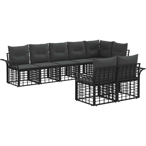  Set vanjskih sofa 8 pcs Crna i tamno siva poliratan Cene