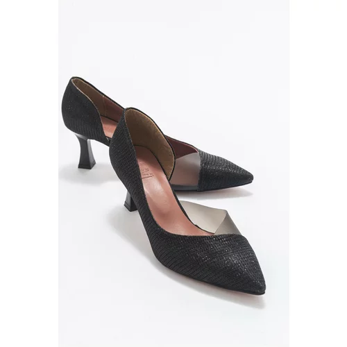 LuviShoes 353 Black Glittery Heels Women's Shoes