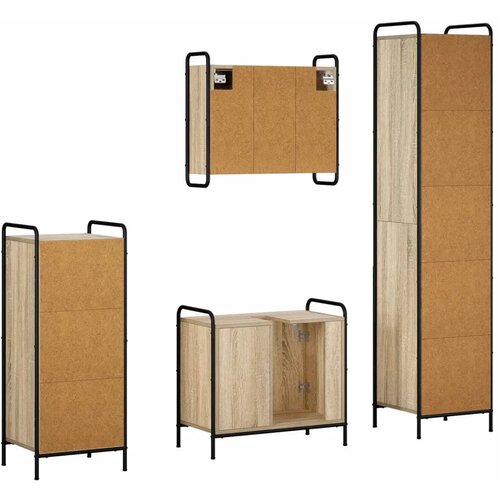  Set ormarića za kupaonicu 4 kom. Hrast sonoma 40 x 36 x 181 cm - Hrast sonoma Kupaonski ormarić (1 vrata i 1 polica) + viseći or Slike