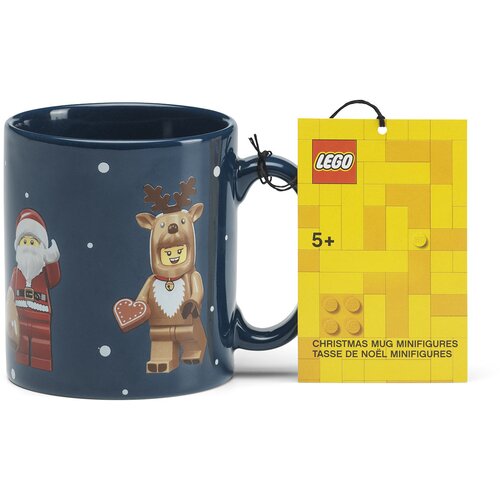 Lego Temno modra keramična otro&amp;scaron;ka skodelica 300 ml Christmas Minifigures &amp;ndash; Slike