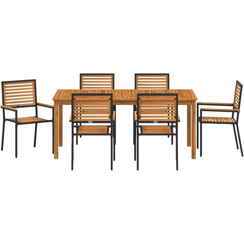  Vrtni set za objed 7 pcs Crna Čvrsto drvo akacije Slike