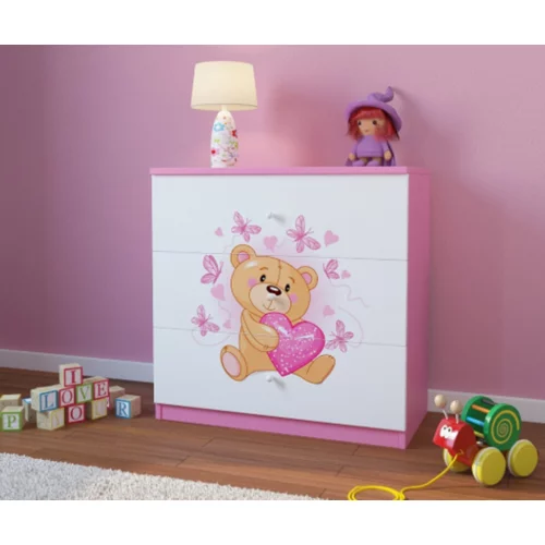  Dječja komoda - medvjed s leptirima - roza