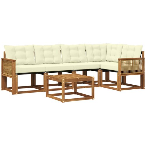 vidaXL Zunanja garnitura za sedenje z blazino 6 pcs Naravna in smetana, (5000273274) Cene