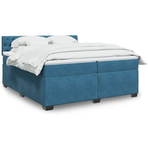 VidaXL Box spring postelja z vzmetnico modra 200x200 cm žamet Slike