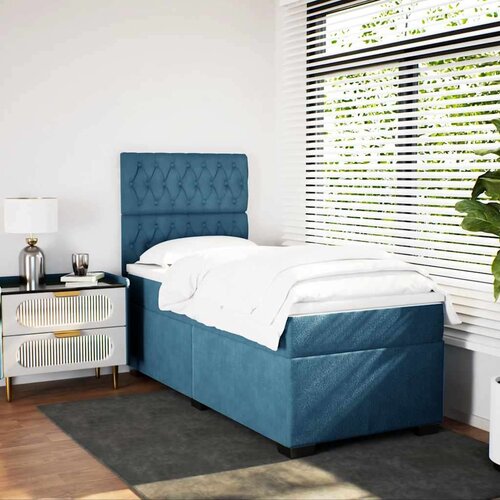 VidaXL box spring krevet s madracem plavi 90x190 cm bar&amp;scaron;unasti Slike