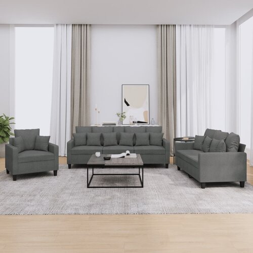  3-dijelni set sofa s jastucima tamnosivi od tkanine Cijene