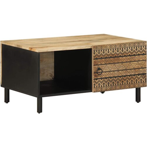 VidaXL Kava miza črna 80x50x40 cm Masivni neobdelan les Mango Slike