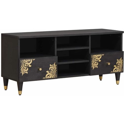 TV ormar s ladicama Crna 100 x 33 x 46 cm Čvrsto drvo manga Cene
