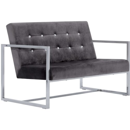 Maison Chic kavč - Sofa - Kanape dvosed z naslonjali za roke temno siv krom in žamet, (21727858) Cene