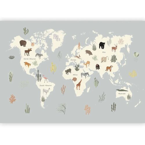  Foto tapeta - Pastel Planet - Animals and Underwater Plants on a Map 450x315 Premium Cene