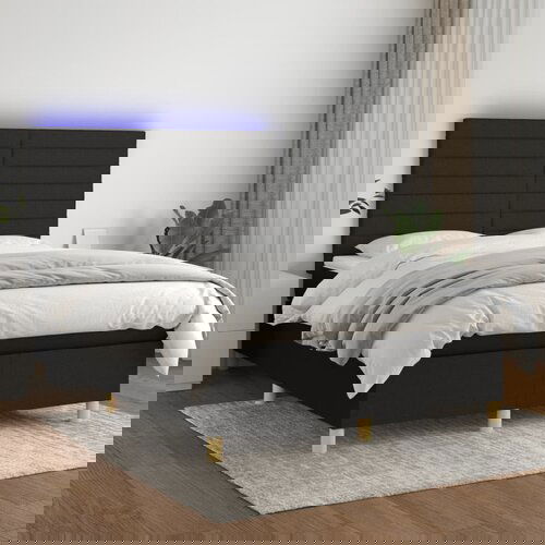 The Living Store Box spring postelja z vzmetnico LED črna 140x200 cm blago - Box Spring Postelja, (21520999) Slike