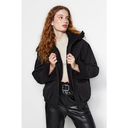 Trendyol Black Premium Oversized Collar F&amp;uuml;r Detailed Parka Coat Slike