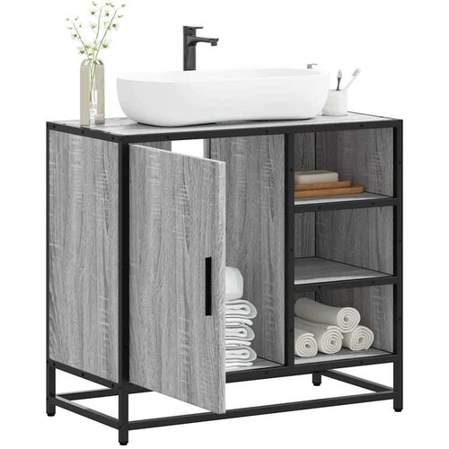 VidaXL Kupaonski ormarić za umivaonik sivi Sonoma 65x33x60 cm Slike