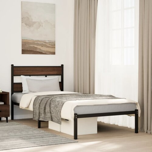 VidaXL Okvir kreveta bez madraca s uzglavljem boja hrasta 75x190 cm Slike