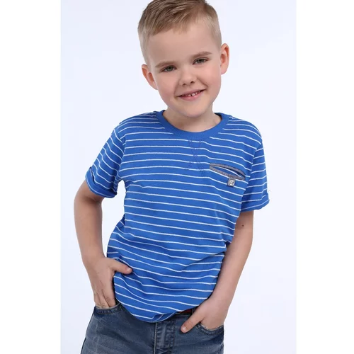 Fasardi Boys' cornflower blue striped t-shirt