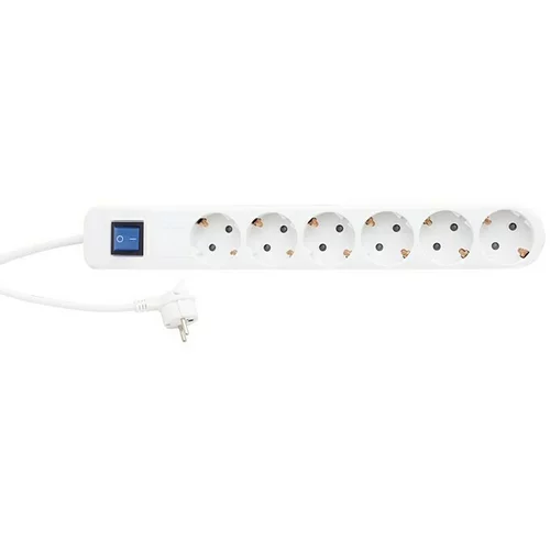 REV Produžni kabel s utičnicama (6-struko, Bijelo-sive boje, Dužina kabela: 1,4 m, 3.500 W, Prekidač za uključivanje / isključivanje)