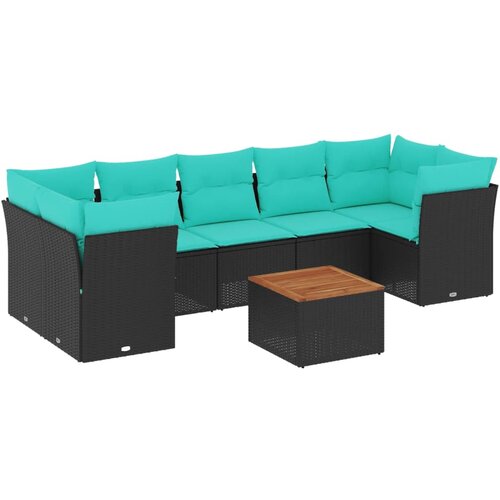  8-dijelni set vrtnih sofa od poliratana s jastucima crni Crna 62 x 62 x 69 cm Slike