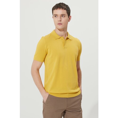 AC&Co / Altınyıldız Classics Men's Yellow Standard Fit Regular Cut Polo Neck 100% Cotton Patterned Short Sleeve Knitwear T-Shirt. Slike