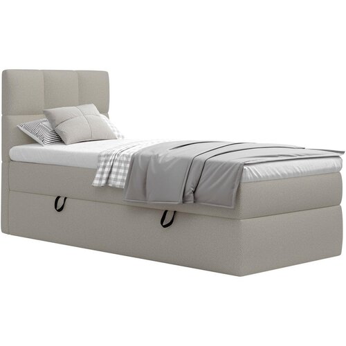 MID.YOU POSTELJA Z VZMETNICO 90 cm x 200 cm , les, tekstil, leseni material krem barve Slike
