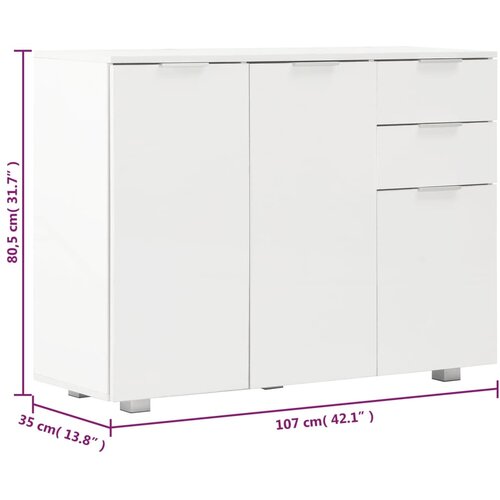  Komoda visoki sjaj bijela 107x35x80,5 cm Slike