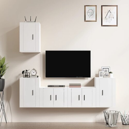 vidaXL 5-dijelni set TV ormarića sjajni bijeli konstruirano drvo Cijene