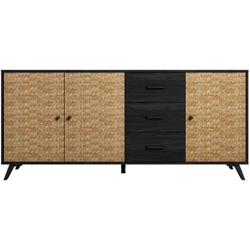 Marckeric Crna/natur niska komoda 181x81 cm Hanoi - Slike