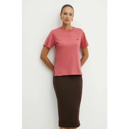 Weekend Max Mara Bombažna kratka majica ženska, roza barva, 2425976021600