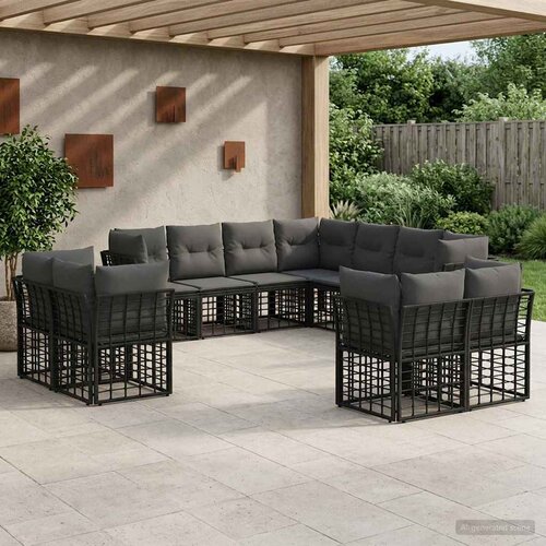 Set vanjskih sofa Crna i tamno siva Poliester Cijene