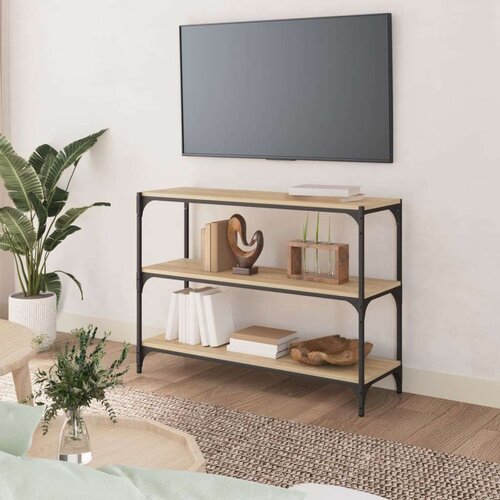 VidaXL Knjižna omara sonoma hrast 100x33x70,5 cm inž. les in jeklo Slike