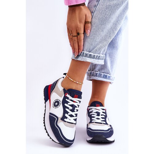 Big Star Womens Sneakers Memory Foam System LL274538 White and Dark Blue Slike