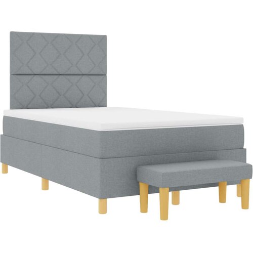  Krevet s boxspringom s madracem i klupom Svjetlosiva 120x190 cm Tkanina Slike