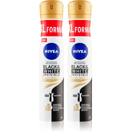 Nivea Black &amp;amp; White Invisible Silky Smooth antiperspirant v pr&amp;scaron;ilu (ugodno pakiranje) Slike