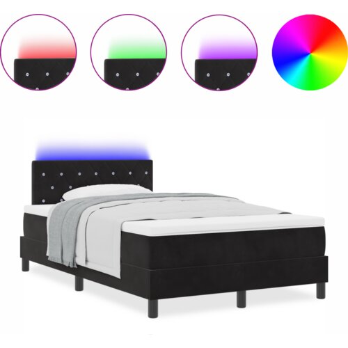 VidaXL Krevet s kutijom opruga s madracem i LED crni 120x190 cm bar&amp;scaron;un Slike
