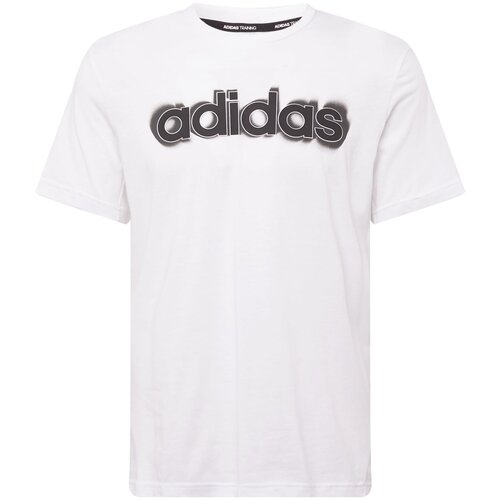 Adidas Tehnička sportska majica 'Aeroready Workout Silicone Print Linear Logo' tamo siva / crna / bijela Cene