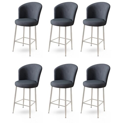 Hanah home Alte - Anthracite, Chrome AnthraciteChrome Bar Stool Set (6 Pieces) Cene