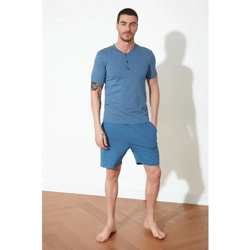 Trendyol Blue Pocket Detailed Pajamas Set