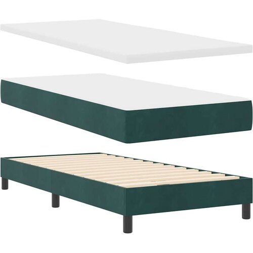 VidaXL box spring krevet s madracem &amp;amp;amp led tamno zelena 100x200 cm bar&amp;scaron;un Slike