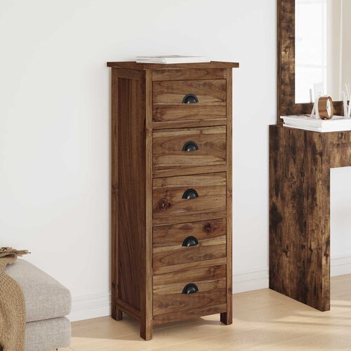  Komoda s ladicama Prirodna 45 x 35 x 110 cm Čvrsto teak drvo Slike