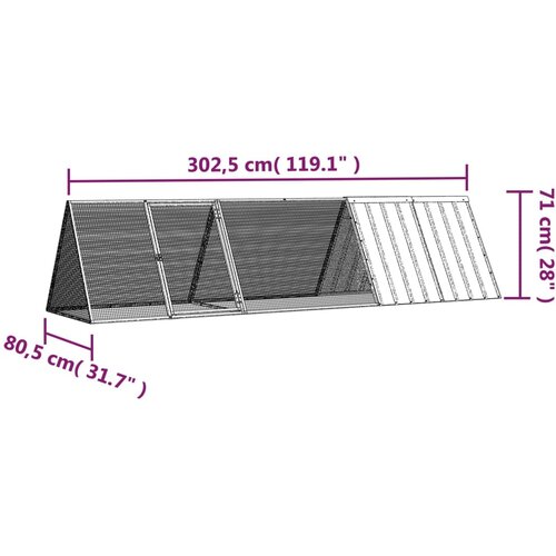  Kavez za zečeve sivi 302,5 x 80,5 x 71 cm pocinčani čelik Slike