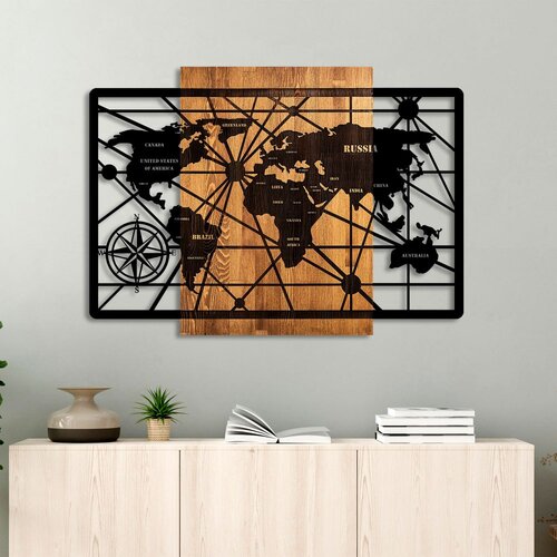 Wallity Zidna dekoracija World Map 6-L, 70x96 cm, Crna Slike