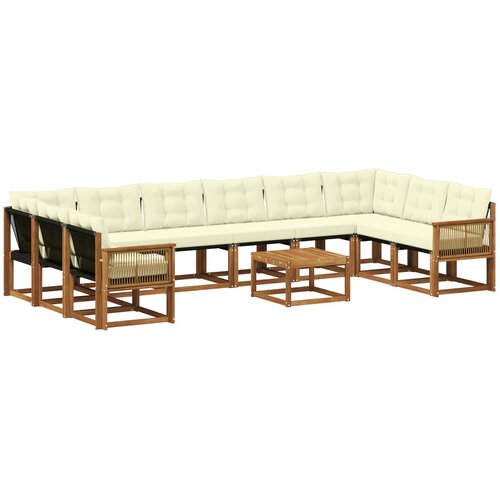 vidaXL Zunanja garnitura za sedenje 11 pcs Naravna in smetana, (5000280312) Cene