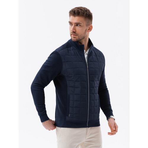 Ombre Men&amp;#039;s unbuttoned jacket with quilted front - navy blue Slike