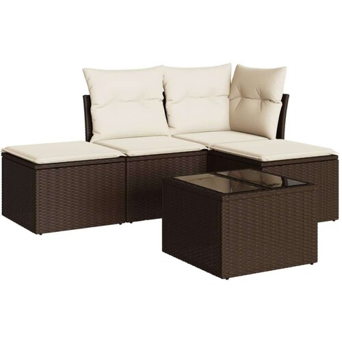 VidaXL 5-dijelni set vrtnih sofa s jastucima poliratan smeđi Slike