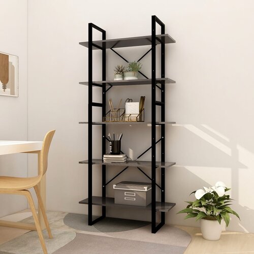 VidaXL ormarić za knjige s 5 razina sivi 80 x 30 x 175 cm od iverice Slike