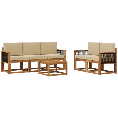 vidaXL Zunanja garnitura za sedenje z blazino 6 pcs, (5000280930) Cene