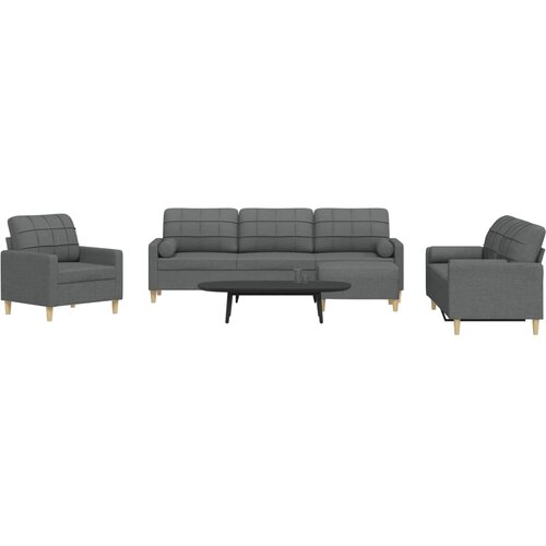 vidaXL 4-dijelni set sofa s tabureom i jastucima tamnosivi tkanina Cijene