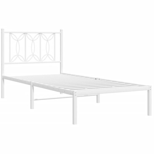 vidaXL kovinski posteljni okvir z vzglavjem bel 90x190 cm, (21242885) Cene