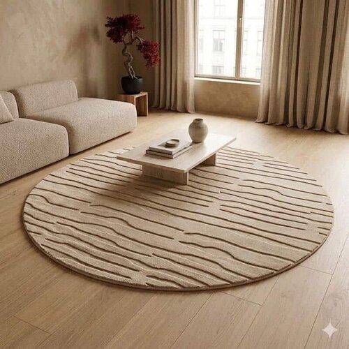  Okrugli tepih Carmel Capuccino reljefni | 100 cm Slike